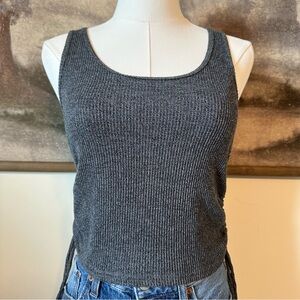 Gilly Hicks Gray Charcoal Ribbed Tank Top with Runched Sides